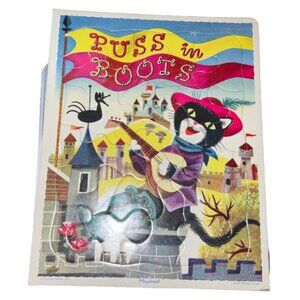 Puzzle Puss In Boots Vintage Cartoon 1960s Playskool Golden Press